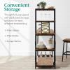 imageBest Choice Products 3Piece Counter Height Dining Set Desk Bar Kitchen Island Table w 2 Stools Wine Rack ampamp Storage Shelves  BlackBrown