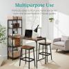 imageBest Choice Products 3Piece Counter Height Dining Set Desk Bar Kitchen Island Table w 2 Stools Wine Rack ampamp Storage Shelves  BlackBrown