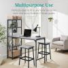imageBest Choice Products 3Piece Counter Height Dining Set Desk Bar Kitchen Island Table w 2 Stools Wine Rack ampamp Storage Shelves  BlackGrey