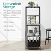 imageBest Choice Products 3Piece Counter Height Dining Set Desk Bar Kitchen Island Table w 2 Stools Wine Rack ampamp Storage Shelves  BlackGrey