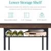imageBest Choice Products 3Piece Modern Dining Set Space Saving Dinette for Kitchen Dining Room Small Space wSteel Frame Builtin Storage Rack  Medium BrownBlackDark BrownBlack