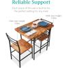 imageBest Choice Products 3Piece Modern Dining Set Space Saving Dinette for Kitchen Dining Room Small Space wSteel Frame Builtin Storage Rack  Medium BrownBlackMedium BrownBlack