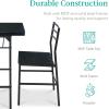 imageBest Choice Products 3Piece Modern Dining Set Space Saving Dinette for Kitchen Dining Room Small Space wSteel Frame Builtin Storage Rack  Medium BrownBlackBlackBlack