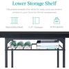 imageBest Choice Products 3Piece Modern Dining Set Space Saving Dinette for Kitchen Dining Room Small Space wSteel Frame Builtin Storage Rack  Medium BrownBlackBlackBlack