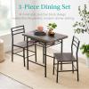 imageBest Choice Products 3Piece Modern Dining Set Space Saving Dinette for Kitchen Dining Room Small Space wSteel Frame Builtin Storage Rack  Medium BrownBlackGrayBlack