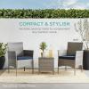 imageBest Choice Products 3Piece Outdoor Wicker Conversation Bistro Set Space Saving Patio Furniture for Garden wSide Table  GrayNavyBrownMidnight Green