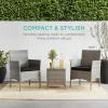 imageBest Choice Products 3Piece Outdoor Wicker Conversation Bistro Set Space Saving Patio Furniture for Garden wSide Table  GrayNavyGrayBlack