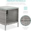 imageBest Choice Products 3Piece Outdoor Wicker Conversation Bistro Set Space Saving Patio Furniture for Garden wSide Table  GrayNavyGrayLight Mint