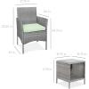 imageBest Choice Products 3Piece Outdoor Wicker Conversation Bistro Set Space Saving Patio Furniture for Garden wSide Table  GrayNavyGrayLight Mint