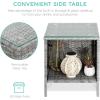 imageBest Choice Products 3Piece Outdoor Wicker Conversation Bistro Set Space Saving Patio Furniture for Garden wSide Table  GrayNavyGrayLight Mint