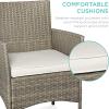 imageBest Choice Products 3Piece Outdoor Wicker Conversation Bistro Set Space Saving Patio Furniture for Garden wSide Table  GrayNavyTaupeWhite Sand