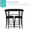 imageBest Choice Products 3Piece Wooden Round Table ampamp Chair Set for Kitchen Dining Room Compact Space wSteel Frame Builtin Wine Rack  BlackBrownBlack
