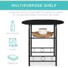 imageBest Choice Products 3Piece Wooden Round Table ampamp Chair Set for Kitchen Dining Room Compact Space wSteel Frame Builtin Wine Rack  BlackBrownBlack