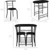 imageBest Choice Products 3Piece Wooden Round Table ampamp Chair Set for Kitchen Dining Room Compact Space wSteel Frame Builtin Wine Rack  BlackBrownBlack