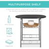 imageBest Choice Products 3Piece Wooden Round Table ampamp Chair Set for Kitchen Dining Room Compact Space wSteel Frame Builtin Wine Rack  BlackBrownBlackSilver