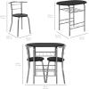 imageBest Choice Products 3Piece Wooden Round Table ampamp Chair Set for Kitchen Dining Room Compact Space wSteel Frame Builtin Wine Rack  BlackBrownBlackSilver