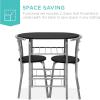 imageBest Choice Products 3Piece Wooden Round Table ampamp Chair Set for Kitchen Dining Room Compact Space wSteel Frame Builtin Wine Rack  BlackBrownBlackSilver