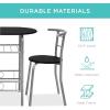 imageBest Choice Products 3Piece Wooden Round Table ampamp Chair Set for Kitchen Dining Room Compact Space wSteel Frame Builtin Wine Rack  BlackBrownBlackSilver