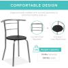 imageBest Choice Products 3Piece Wooden Round Table ampamp Chair Set for Kitchen Dining Room Compact Space wSteel Frame Builtin Wine Rack  BlackBrownBlackSilver