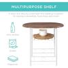 imageBest Choice Products 3Piece Wooden Round Table ampamp Chair Set for Kitchen Dining Room Compact Space wSteel Frame Builtin Wine Rack  BlackBrownWhiteBrown