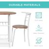 imageBest Choice Products 3Piece Wooden Round Table ampamp Chair Set for Kitchen Dining Room Compact Space wSteel Frame Builtin Wine Rack  BlackBrownWhiteBrown
