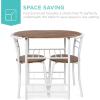 imageBest Choice Products 3Piece Wooden Round Table ampamp Chair Set for Kitchen Dining Room Compact Space wSteel Frame Builtin Wine Rack  BlackBrownWhiteBrown