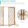 imageBest Choice Products 44x33in 2Panel Handcrafted Wrought Iron Decorative Mesh Geometric Fireplace Screen Fire Spark Guard wMagnetic Doors  GoldGold
