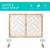 imageBest Choice Products 44x33in 2Panel Handcrafted Wrought Iron Decorative Mesh Geometric Fireplace Screen Fire Spark Guard wMagnetic Doors  GoldGold