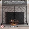 imageBest Choice Products 44x33in 2Panel Handcrafted Wrought Iron Decorative Mesh Geometric Fireplace Screen Fire Spark Guard wMagnetic Doors  GoldGold