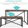imageBest Choice Products 455in 3Piece Bench Style Dining Furniture Set 4Person SpaceSaving Dinette for Kitchen Dining Room w 2 Benches Table  Light BrownBlackBrownBlack