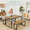 imageBest Choice Products 455in 3Piece Bench Style Dining Furniture Set 4Person SpaceSaving Dinette for Kitchen Dining Room w 2 Benches Table  Light BrownBlackBlackBlack