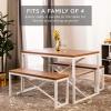 imageBest Choice Products 455in 3Piece Bench Style Dining Furniture Set 4Person SpaceSaving Dinette for Kitchen Dining Room w 2 Benches Table  Light BrownBlackBrownWhite