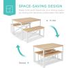 imageBest Choice Products 455in 3Piece Bench Style Dining Furniture Set 4Person SpaceSaving Dinette for Kitchen Dining Room w 2 Benches Table  Light BrownBlackOakWhite