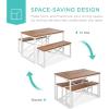 imageBest Choice Products 455in 3Piece Bench Style Dining Furniture Set 4Person SpaceSaving Dinette for Kitchen Dining Room w 2 Benches Table  Light BrownBlackBrownWhite