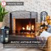 imageBest Choice Products 475x2725in 3Panel Simple Steel Mesh Fireplace Screen Fire Spark Guard Grate for Living Room Home Decor wRustic Worn Finish  BlackBlack