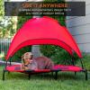 imageBest Choice Products 48in Elevated Cooling Dog Bed Outdoor Raised Mesh Pet Cot wRemovable Canopy Shade Tent Carrying Bag Breathable Fabric  GrayRed