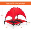 imageBest Choice Products 48in Elevated Cooling Dog Bed Outdoor Raised Mesh Pet Cot wRemovable Canopy Shade Tent Carrying Bag Breathable Fabric  GrayRed