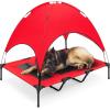 imageBest Choice Products 48in Elevated Cooling Dog Bed Outdoor Raised Mesh Pet Cot wRemovable Canopy Shade Tent Carrying Bag Breathable Fabric  GrayRed