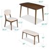 imageBest Choice Products 4Piece MidCentury Modern Wood Dining Kitchen Table ampamp Chair Set w 2 Upholstered Chairs Bench Seat  WalnutCreamWalnutCream