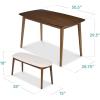 imageBest Choice Products 4Piece MidCentury Modern Wood Dining Kitchen Table ampamp Chair Set w 2 Upholstered Chairs Bench Seat  WalnutCreamWalnutCream