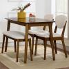 imageBest Choice Products 4Piece MidCentury Modern Wood Dining Kitchen Table ampamp Chair Set w 2 Upholstered Chairs Bench Seat  WalnutCreamWalnutCream