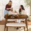 imageBest Choice Products 4Piece MidCentury Modern Wood Dining Kitchen Table ampamp Chair Set w 2 Upholstered Chairs Bench Seat  WalnutCreamWalnutCream
