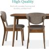 imageBest Choice Products 4Piece MidCentury Modern Wood Dining Kitchen Table ampamp Chair Set w 2 Upholstered Chairs Bench Seat  WalnutCreamWalnutLight Gray