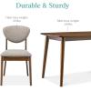 imageBest Choice Products 4Piece MidCentury Modern Wood Dining Kitchen Table ampamp Chair Set w 2 Upholstered Chairs Bench Seat  WalnutCreamWalnutLight Gray