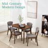imageBest Choice Products 4Piece MidCentury Modern Wood Dining Kitchen Table ampamp Chair Set w 2 Upholstered Chairs Bench Seat  WalnutCreamWalnutLight Gray