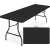 imageBest Choice Products 4ft Plastic Folding Table Indoor Outdoor Heavy Duty Portable wHandle Lock for Picnic Party Camping  WhiteBlack
