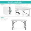 imageBest Choice Products 4ft Plastic Folding Table Indoor Outdoor Heavy Duty Portable wHandle Lock for Picnic Party Camping  WhiteWhite