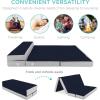 imageBest Choice Products 4in Portable QueenSize Mattress TriFold Mattress for Camping Guest Toddler Foam Plush wCarry Case  TaupeMidnight Blue