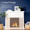 imageBest Choice Products 52x31in 3 Panel Chevron Fireplace Screen Mid Century Modern Wrought Iron Hand Crafted Fire Place Guard for Living Room Home Decor Steel Mesh  GoldGold