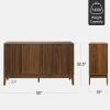 imageBest Choice Products 55quot Modern 4Door Sideboard Storage Cabinet Buffet Media Cabinet Cupboard Entryway Accent Table Bookcase wReed Panels and Adjustable Shelves  NaturalWalnut